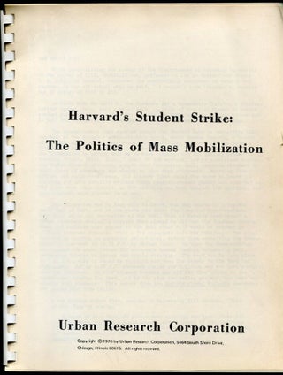Item #11541 Harvard's Student Strike: The Politics of Mass Mobilization