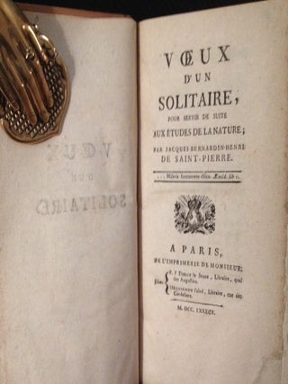 Item #11749 Voeux D'Un Solitaire Pour Servir De Suite Aux Etudes De La Nature....