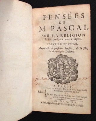 Item #11786 Pensees de M. Pascal sur la Religion & sur Qualques Autres Sujets. Pascal