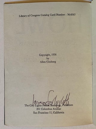 Howl and Other Poems (SIGNED BY 5 OF THE BOOK'S PRINCIPAL FIGURES)
