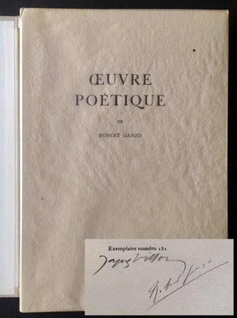 Item #14743 Oeuvre Poetique. Robert Ganzo.