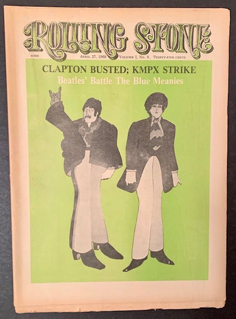 Item #17860 Rolling Stone (Issue #9, April 27th, 1968 -- "Beatles' Battle the Blue Meanies", with the Animated Figures of John and Paul on the Front Cover). Ed Jann Wenner.