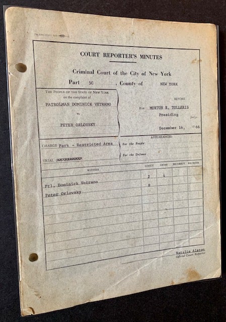 Item #18362 The Original Transcript (The Court Reporter's Minutes) of a 1966 Peter Orlovsky New York Trial