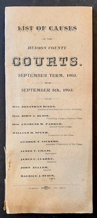 Item #18449 List of Causes in the Hudson County (New Jersey) Courts. September Term, 1903