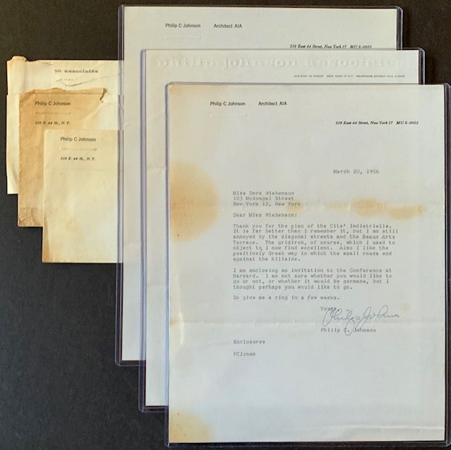 Item #18467 (3) Philip Johnson Letters from 1956. Philip Johnson.