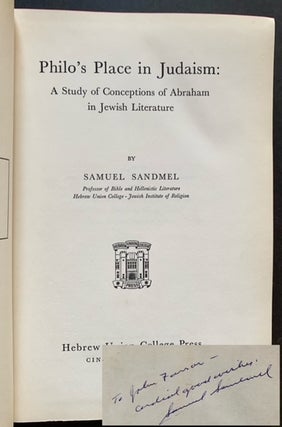 Item #18894 Philo's Place in Judaism: A Study of Conceptions of Abraham in Jewish Literature....