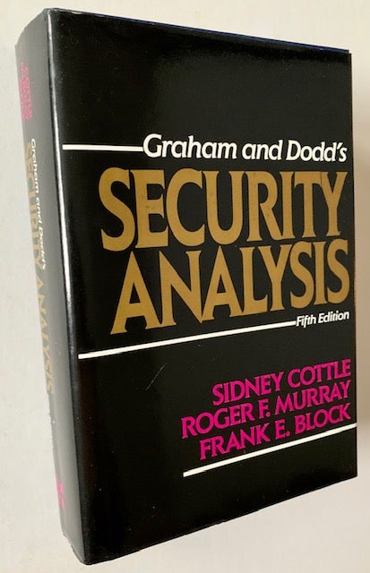 Item #18919 Security Analysis (Fifth Edition). Benjamin Graham, David Dodd.