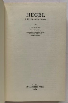 Item #19154 Hegel: A Re-Examination. J N. Findlay