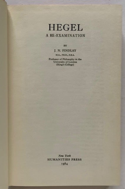 Item #19154 Hegel: A Re-Examination. J N. Findlay.