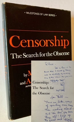 Item #19423 Censorship: The Serarch for the Obscene. Morris L. Ernst, Alan U. Schwartz