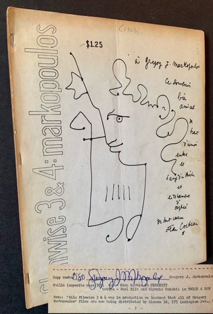 Item #19733 Filmwise 3 & 4: Markopoulos (Signed). Ed P. Adams Sitney, Stan Brakhage Greogory Markopoulos.