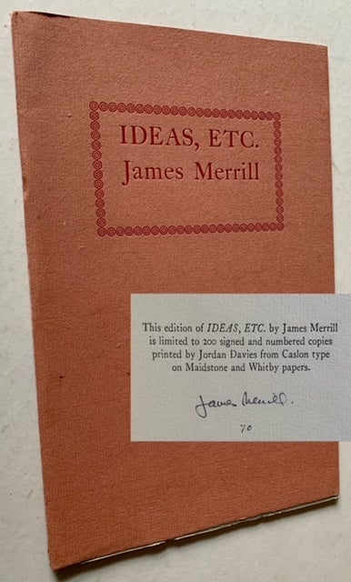 Item #19958 Ideas, Etc. James Merrill.