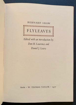 Item #21601 Flyleaves. Bernard Shaw