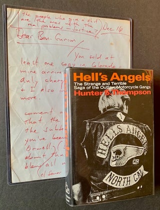 Item #21825 2 Pg. Handwritten Letter PLUS a Handsome 4th Printing of Hell's Angels. Hunter S....