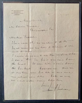 Item #22006 A I-Pg. Louis Sullivan Autograph Letter Signed. Louis Sullivan