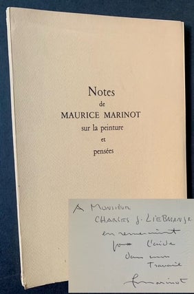 Item #22095 Notes de Maurice Marinot sur la Peinture et Pensees. Florence Marinot