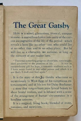 Item #22148 The Great Gatsby (With Partial Original Dustjacket). F. Scott Fitzgerald
