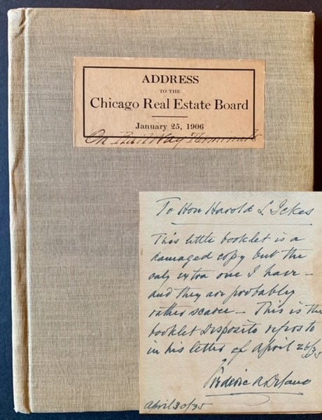 Item #22515 Address to the Chicago Real Estate Board (January 25th, 1906) -- Chicago Railway Terminals: A Suggested Solution fo the Chicago Terminal Problem. Frederic A. Delano.