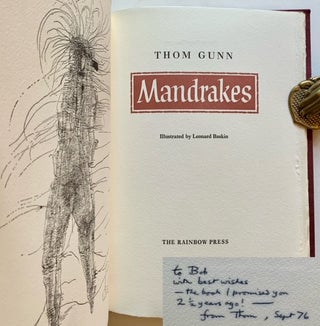 Item #22618 Mandrakes (Additionally Inscribed to His Editor Roert Giroux). Thom Gunn