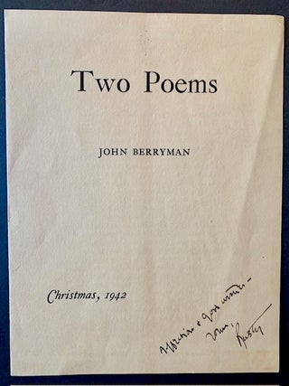Item #22904 Two Poems. John Berryman