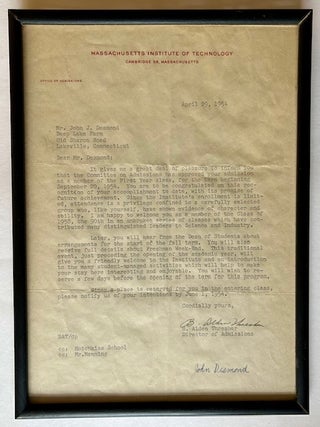 Item #23957 Original April 1954 Letter of Acceptance from MIT