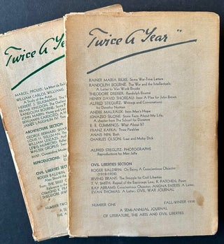 Item #23965 Twice A Year: A Semi-Annual Journal of Literature, the Arts, and Civil Liberties...