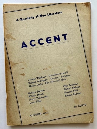 Item #23977 Accent: A Quarterly of New Literature (The 1940 Maiden Issue