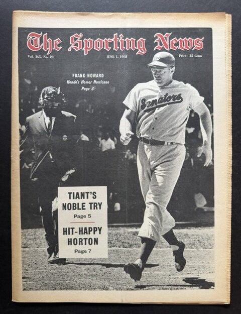 Item #25764 The Sporting News: June 1st, 1968 (Frank Howard cover, "Frank Howard -- Hondo's Homer Hurricane")
