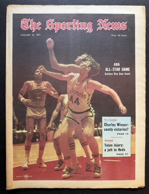 Item #25780 The Sporting News: January 23rd, 1971 (Dan Issel cover, "ABA All-Star Game: Golden Boy Dan Issel")
