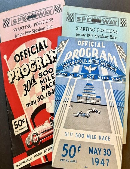 Item #25954 The Official Programs for the 1946 AND 1947 Indianapolis 500 Races (Scorecards Included)