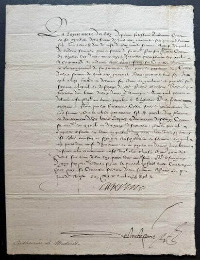 Item #26064 Royal Document Signed by Catherine de Medici (1547-1589), Queen of France and Mother of Three French Kings. Catherine de Medici.