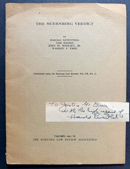 Item #26066 The Nuernberg Verdict. Sam Harris Harold Leventhal, Jr., John M. Woolsey, Warren F. Farr.