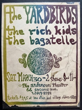 Original Flyer for the March 1968 Yardbirds Concert in New York