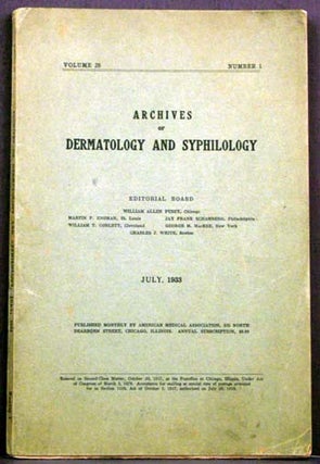 Item #4100 Archives of Dermatology and Syphilology