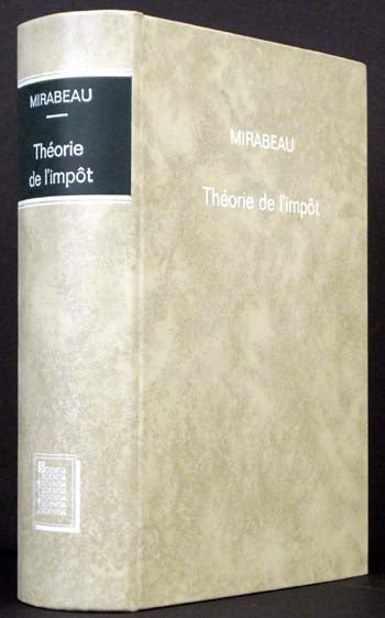 Item #4362 Theorie De L'Impot. Marquis De Mirabeau Victor De Riqueti.