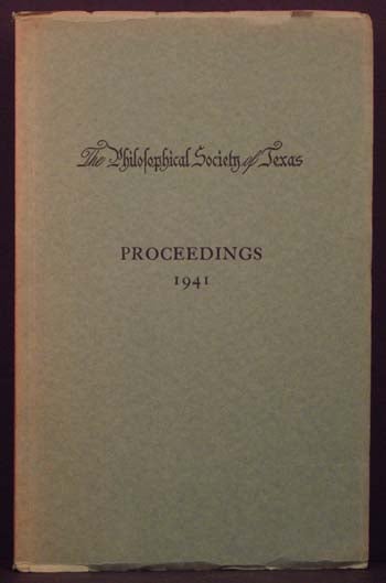 Item #4941 Proceedings of the Annual Meeting of the Philosophical Society of Texas-- Austin Decemeber 5th, 1941.
