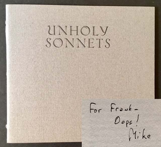 Item #9258 Unholy Sonnets (Printer's Proof Copy). Mark Jarman.