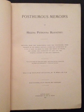 Posthumous Memoirs of Helena Petrovna Blavatsky